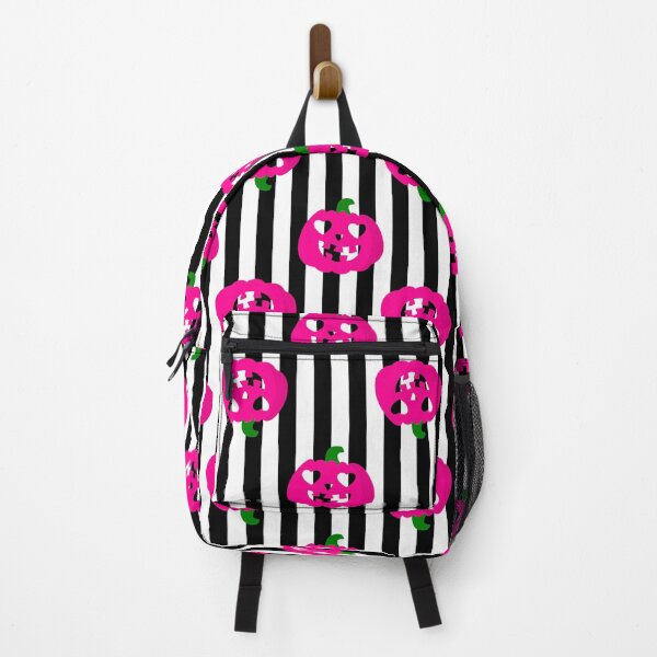 Item preview, pink halloween heart pumpkin striped designed and sold by Gossip Rag.