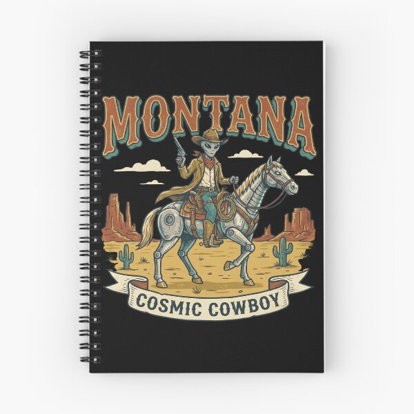 Item preview, Montana Cosmic Cowboy Alien Cowboy Riding Robot Horse Retro Western designed and sold by Milasneeze.