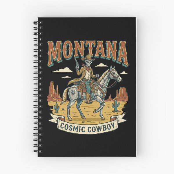 Item preview, Montana Cosmic Cowboy Alien Cowboy Riding Robot Horse Retro Western designed and sold by Milasneeze.
