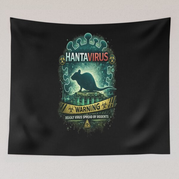 Item preview, Hantavirus Warning Vintage Horror Design – Deadly Virus Rodent Survival Tee designed and sold by CatLovers Studio.