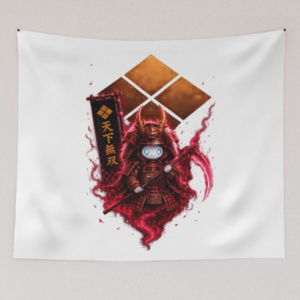 Item preview, Takeda Shingen Chibi Ghost Samurai Cute Kawaii Tiger of Kai Pixel Art designed and sold by Japan-Ink-Art.
