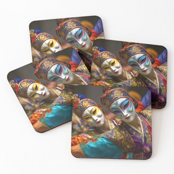 Item preview, Vibrant Traditional Dance with Colorful Masks designed and sold by Artessie.