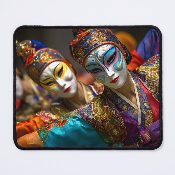Item preview, Vibrant Traditional Dance with Colorful Masks designed and sold by Artessie.