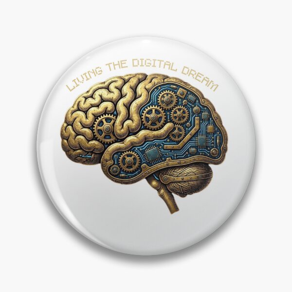 Item preview, Cyber Brain Engraving - Living The Digital Dream Retro Art designed and sold by Chrysant3hemums.