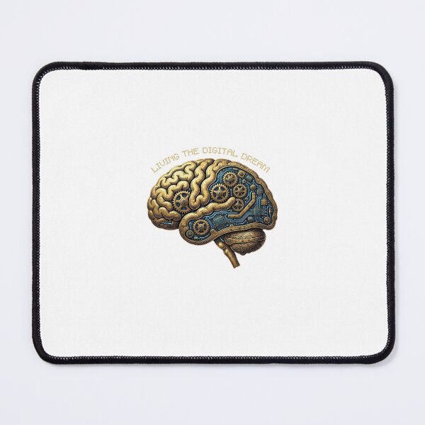Item preview, Cyber Brain Engraving - Living The Digital Dream Retro Art designed and sold by Chrysant3hemums.