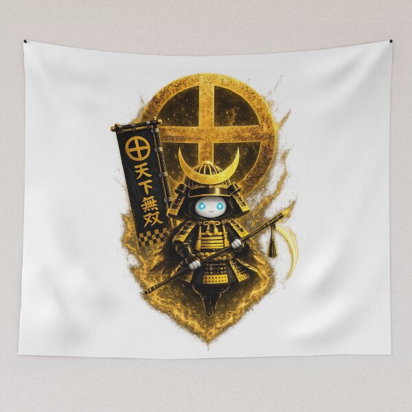 Item preview, Shimazu Yoshihiro Chibi Ghost Samurai Cute Kawaii Japanese Warrior Pixel Art designed and sold by Japan-Ink-Art.
