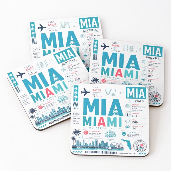 Item preview, Miami MIA Retro Travel Infographic designed and sold by MKDSN.