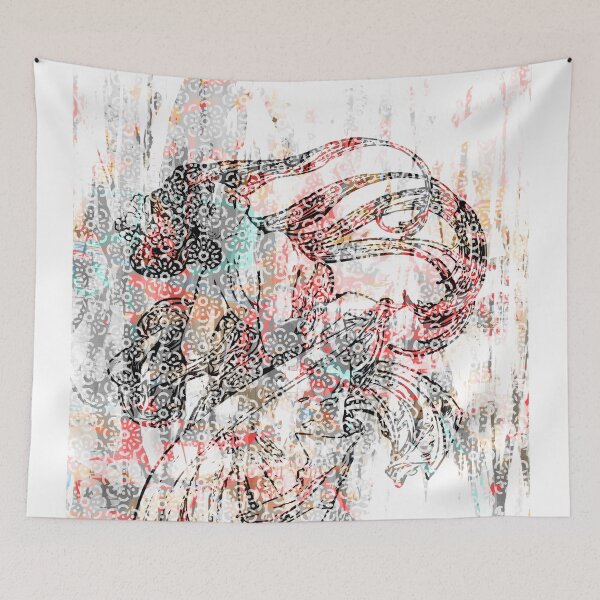 Item preview, ALPHONSE MUCHA FLORAL ABSTRACTION. RED/BLUE/BLACK. designed and sold by 5hertz.