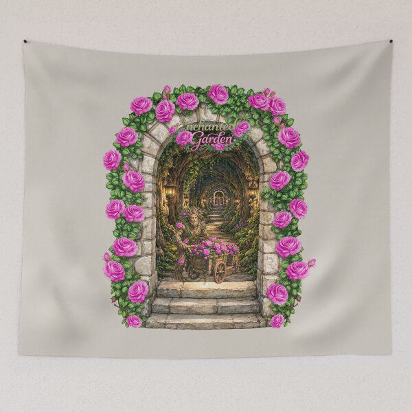 Item preview, Enchanted Garden Tunnel – Magical Rose Fantasy Art designed and sold by Aimetoi.