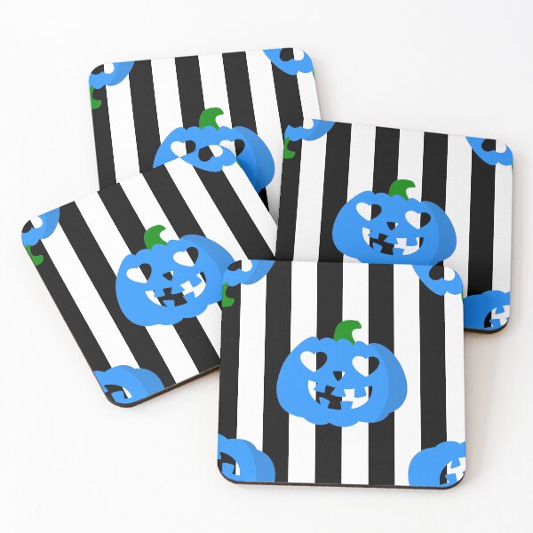 Item preview, blue halloween heart pumpkin striped designed and sold by Gossip Rag.