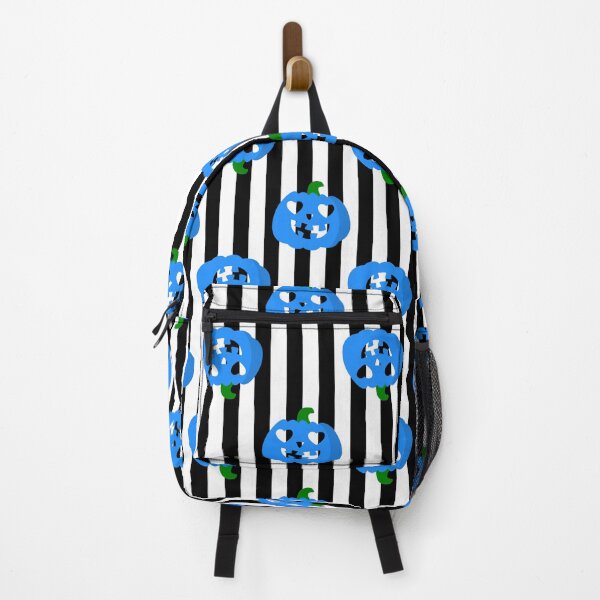 Item preview, blue halloween heart pumpkin striped designed and sold by Gossip Rag.