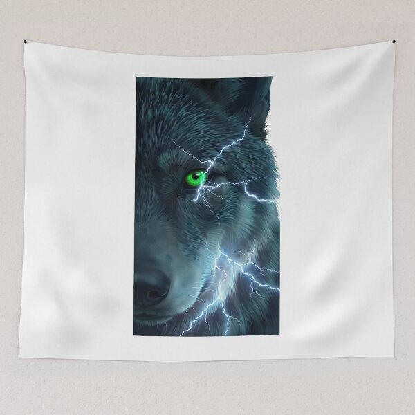 Item preview, Electric Storm Wolf with Emerald Green Eye designed and sold by RoyalDeluxGo.