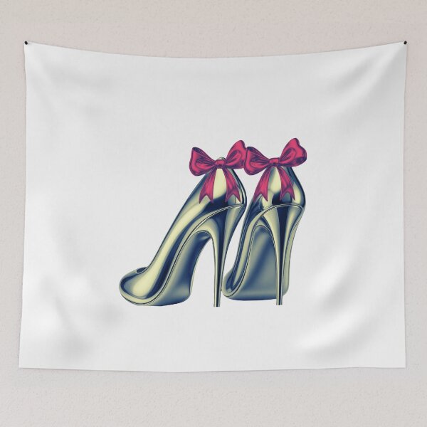 Item preview, Coquette Metallic Heels with Pink Bows | Fashion Aesthetic Design designed and sold by AshandAura.