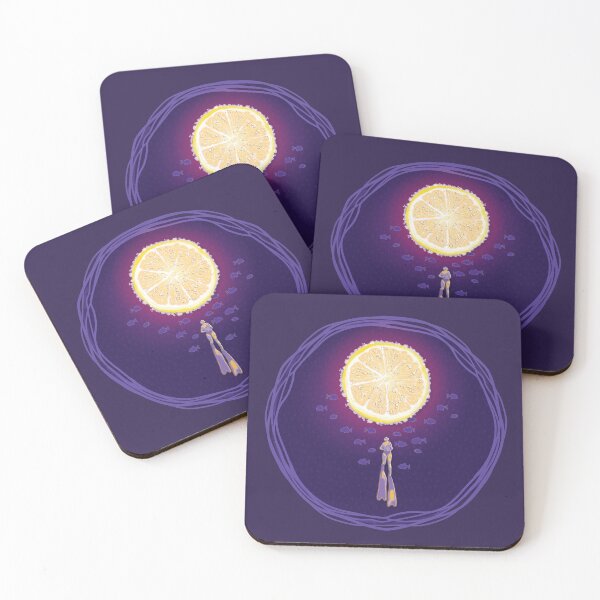 Item preview, Apnea with lemon, dark violet background designed and sold by WONDERPRINTVALLEY.