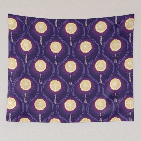 Item preview, Apnea with lemon, dark violet background designed and sold by WONDERPRINTVALLEY.
