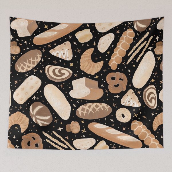 Item preview, Bread Pattern - Different Types of Bread - black background designed and sold by EcoElsa.