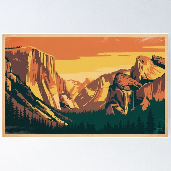 Item preview, Vintage Yosemite Style National Park Poster designed and sold by M&M Lifestyle Hub.
