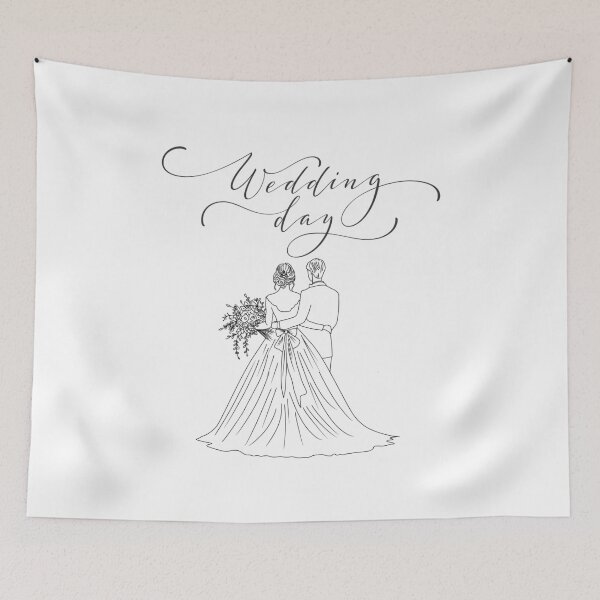 Item preview, Elegant Wedding Day Line Art designed and sold by EverAfterPrints.