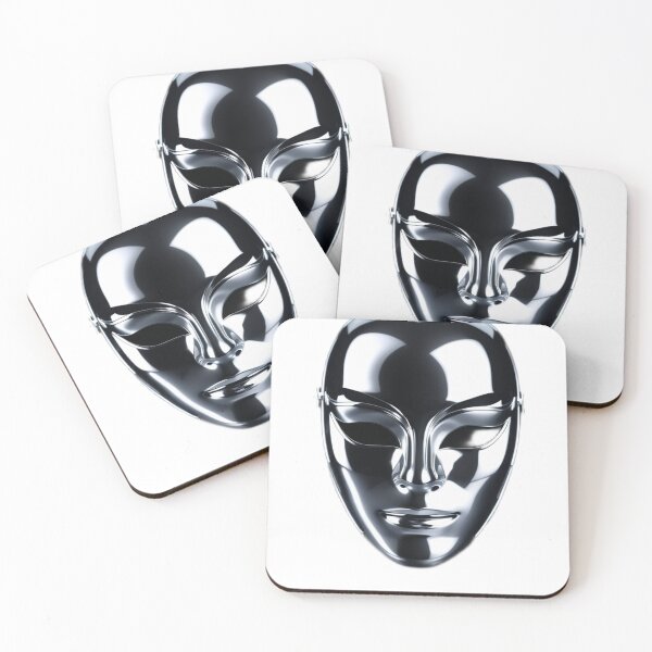 Item preview, Silver Cyber Mask | Futuristic Metallic Face Artwork designed and sold by Memora405.