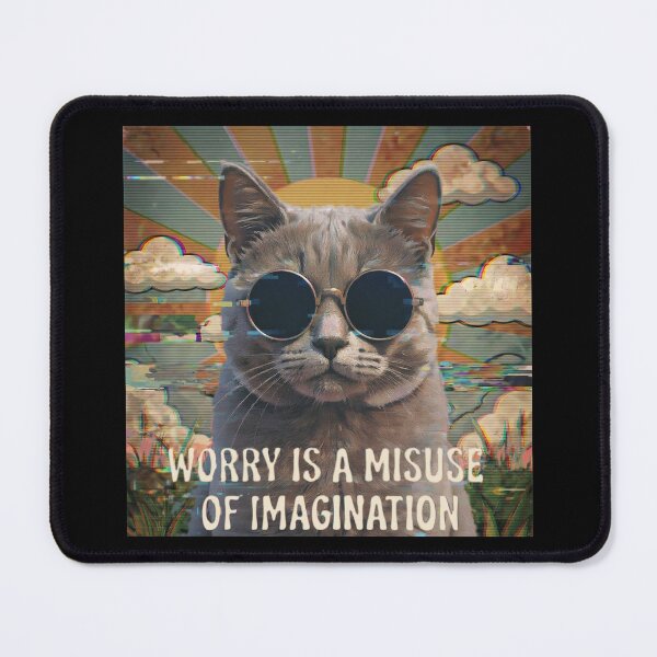 Item preview, Worry Is A Misuse Of Imagination Cool Cat Retro Psychedelic Quote Design designed and sold by StillWildink.