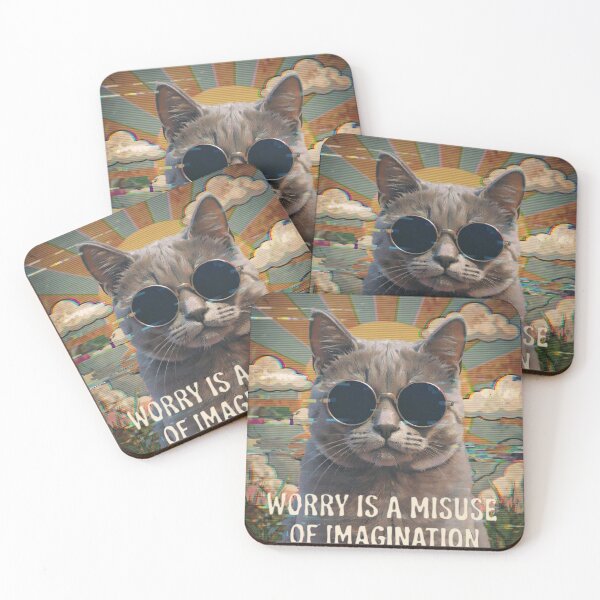 Item preview, Worry Is A Misuse Of Imagination Cool Cat Retro Psychedelic Quote Design designed and sold by StillWildink.