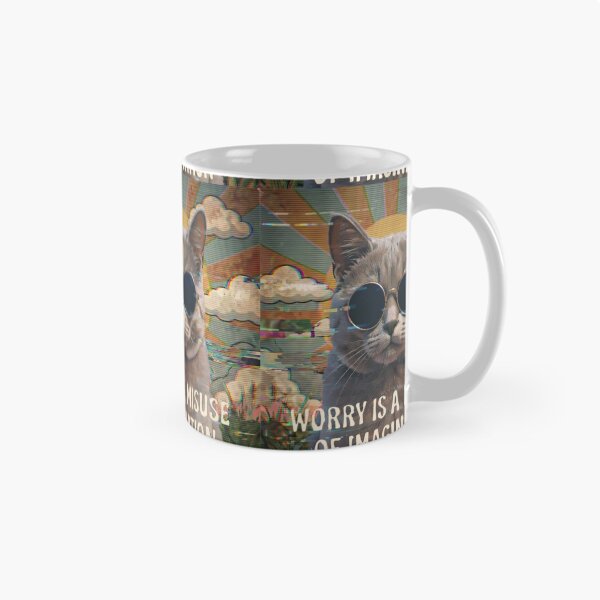 Item preview, Worry Is A Misuse Of Imagination Cool Cat Retro Psychedelic Quote Design designed and sold by StillWildink.