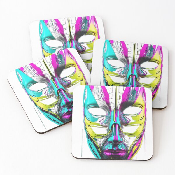 Item preview, V2 Neon Fragment Mask | Abstract Cyber Face Artwork designed and sold by Memora405.