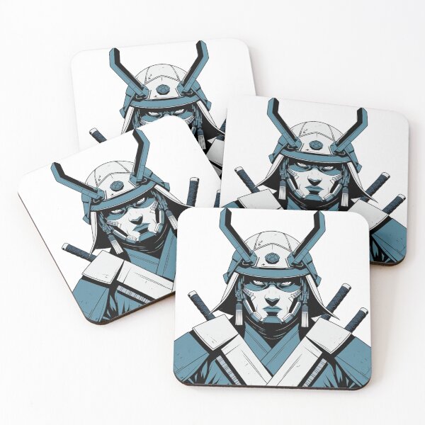 Item preview, Samurai Warrior T-Shirt — Front Face Helmet Crossed Swords Graphic Tee for Samurai and Warrior Art Lovers designed and sold by PaleInk.