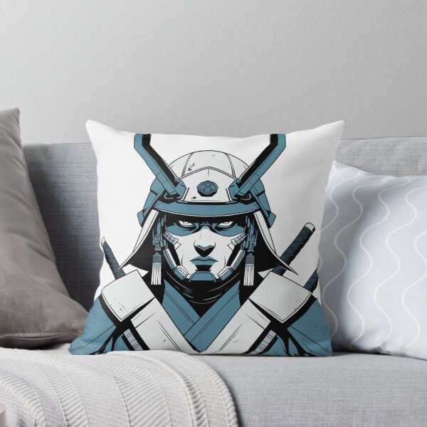 Item preview, Samurai Warrior T-Shirt — Front Face Helmet Crossed Swords Graphic Tee for Samurai and Warrior Art Lovers designed and sold by PaleInk.