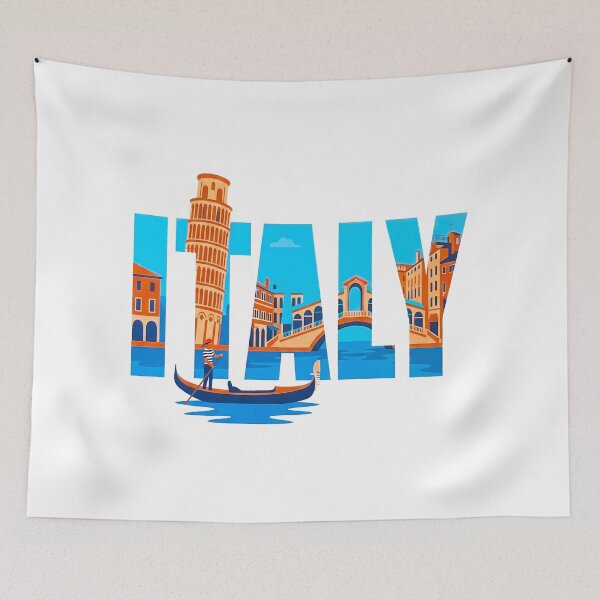 Item preview, Italy Travel Typography Venice Gondola Leaning Tower Art designed and sold by sky11PP.