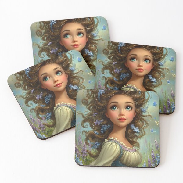 Item preview, Enchanting Girl in Floral Meadow with Blue Butterflies designed and sold by Artessie.