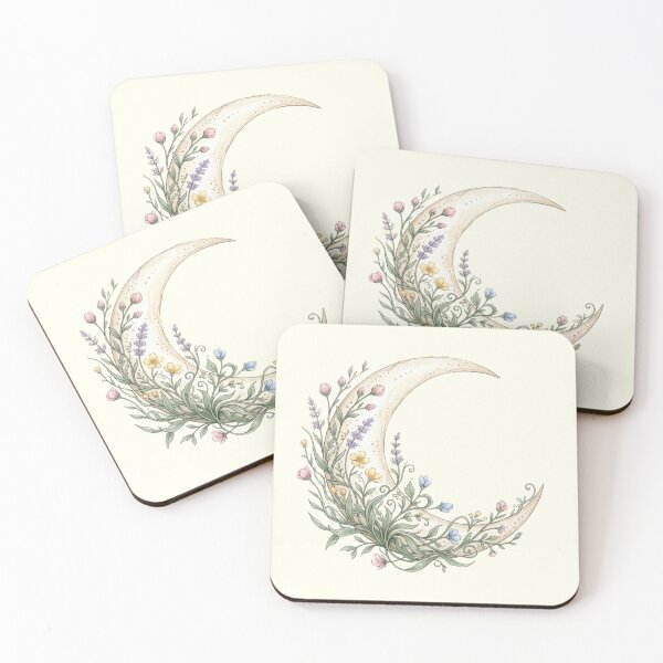 Item preview, Wild Moon Botanical - Pastel Crescent Moon & Flowers designed and sold by AIDreamsArt.