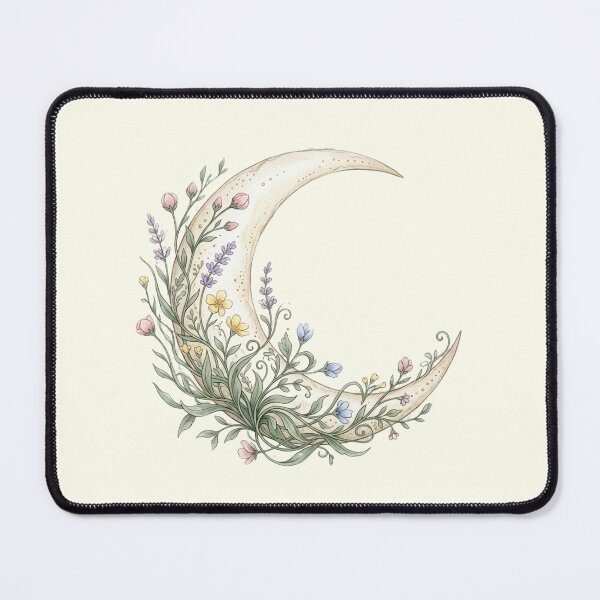 Item preview, Wild Moon Botanical - Pastel Crescent Moon & Flowers designed and sold by AIDreamsArt.
