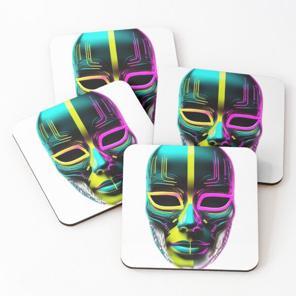 Item preview, V2 Neon Phantom Mask | Futuristic Glitch Face Art designed and sold by Memora405.