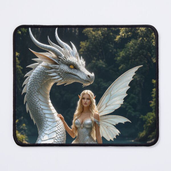Item preview, Fairy Queen Riding White Dragon | Enchanted Fantasy Art designed and sold by DrakariArt.