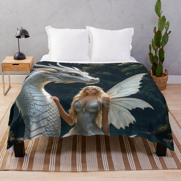 Item preview, Fairy Queen Riding White Dragon | Enchanted Fantasy Art designed and sold by DrakariArt.