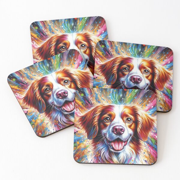 Item preview, Brittany Spaniel Acrylic Orange and White Brittany Art Portrait designed and sold by Puppy Puzzles Plus.