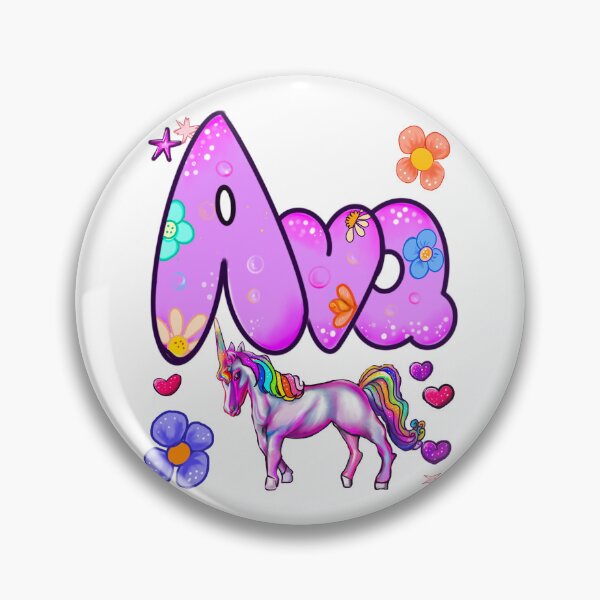 Item preview, Ava Name Design – Aesthetic Purple Floral with Cute Unicorn Illustration designed and sold by Artonmytee.