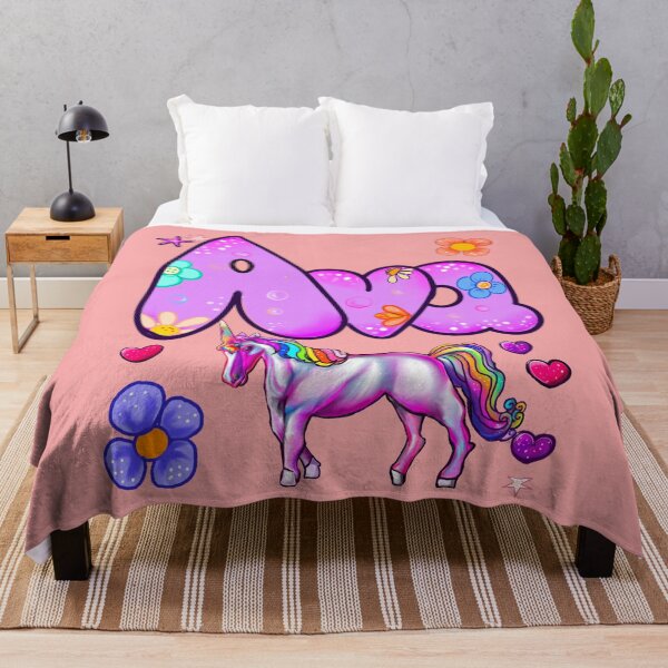 Item preview, Ava Name Design – Aesthetic Purple Floral with Cute Unicorn Illustration designed and sold by Artonmytee.