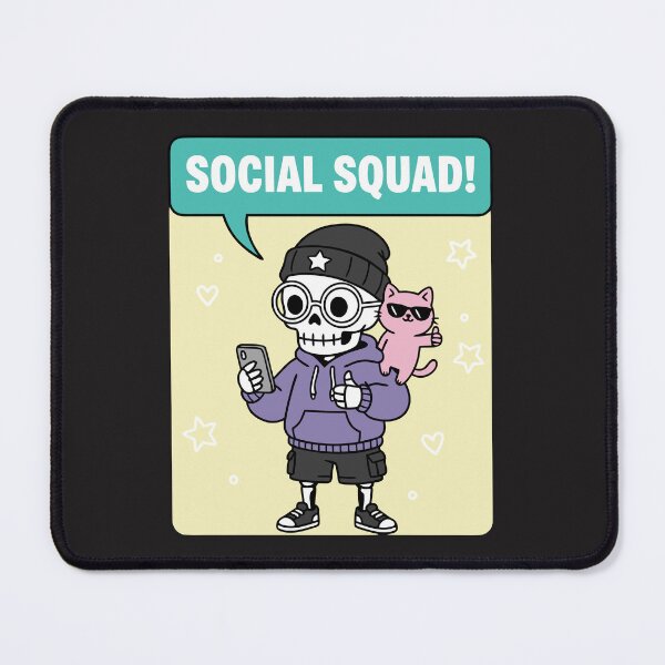 Item preview, "Social Squad" Funny Creepy Cute Skeleton Phone Addict designed and sold by Cipher & Soul.
