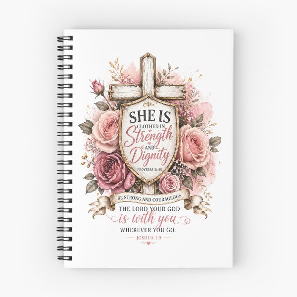 Item preview,  Strength & Courage Scripture Cross with Pink Roses designed and sold by Vals Crafts Creations Studio.