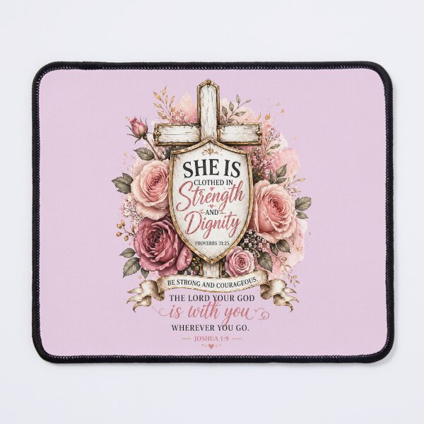 Item preview, Strength & Courage Scripture Cross with Pink Roses designed and sold by Vals Crafts Creations Studio.