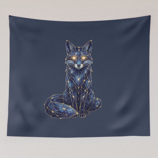 Item preview, Astral Fox Constellation - Geometric Indigo & Gold Galaxy designed and sold by AIDreamsArt.
