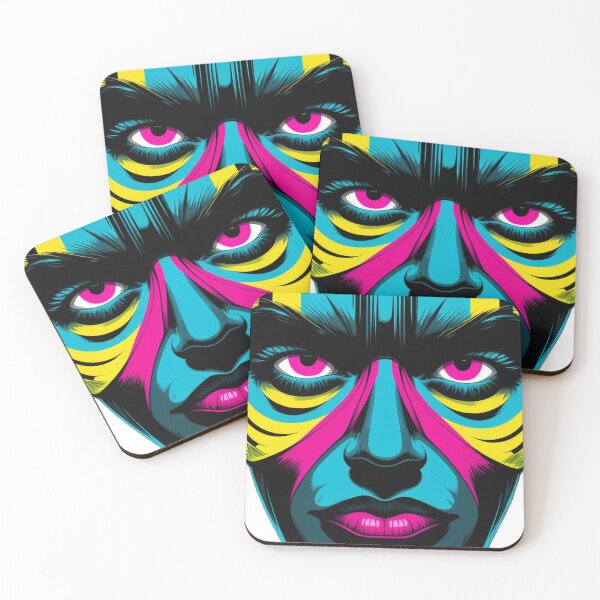 Item preview, V2 Neon Tribal Face | Cyber Pop Art Mask Design designed and sold by Memora405.