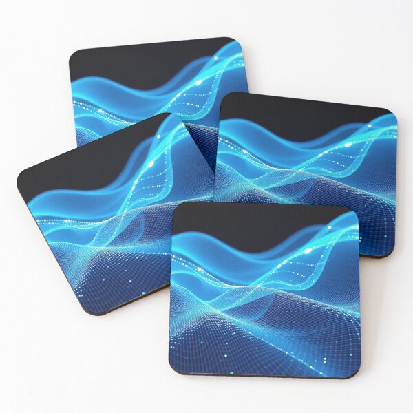 Item preview, Luminous Blue Digital Wave Landscape designed and sold by IntelliMindDesigns.