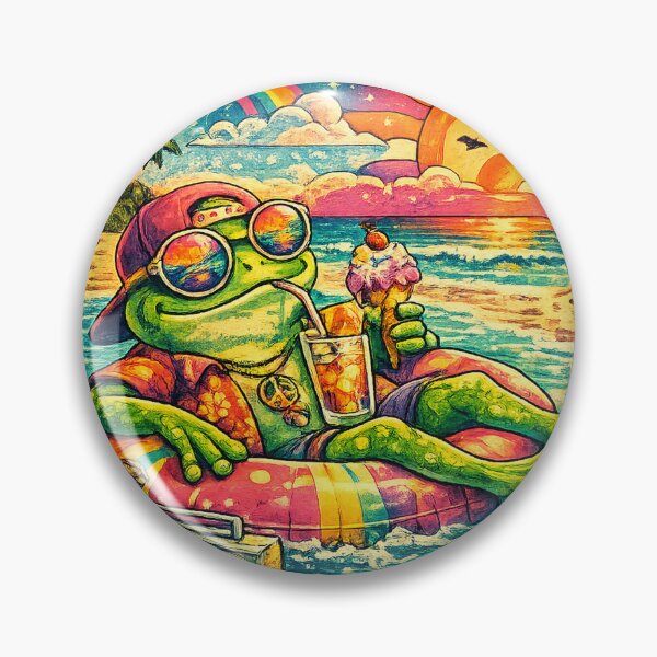 Item preview, Psychedelic Summer Frog Retro Beach Vibes Cute Vintage Frog Aesthetic designed and sold by artistezone.