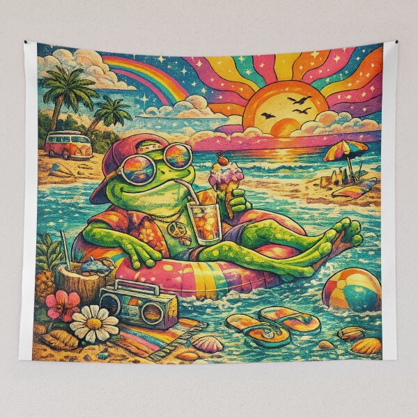 Item preview, Psychedelic Summer Frog Retro Beach Vibes Cute Vintage Frog Aesthetic designed and sold by artistezone.