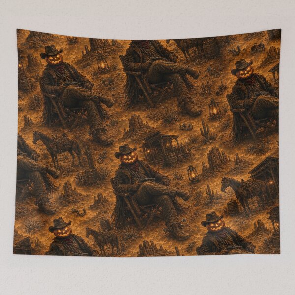 Item preview, Headless Horseman Outlaw Resting – Halloween Western Fantasy Art designed and sold by TheHorsemanRidesAgain.