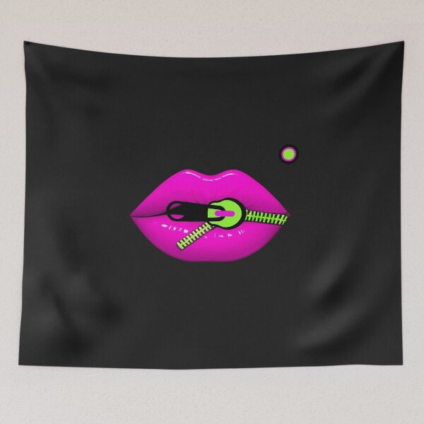 Item preview, Neon Pink Lips with Green Zipper Graphic T-Shirt designed and sold by Aimetoi.