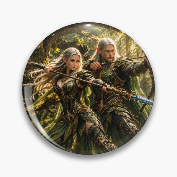Item preview, Elven Archer Duo in Enchanted Forest | Epic Fantasy Warrior Art designed and sold by DrakariArt.